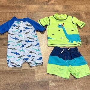 Kids Swim Set with Dinosaur and Shark Prints-size 18 months